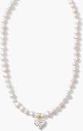 Joey Baby Freshwater Pearl Gold Heart Charm Necklace