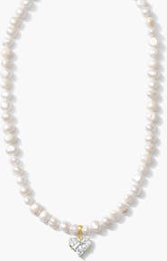 Joey Baby Freshwater Pearl Gold Heart Charm Necklace