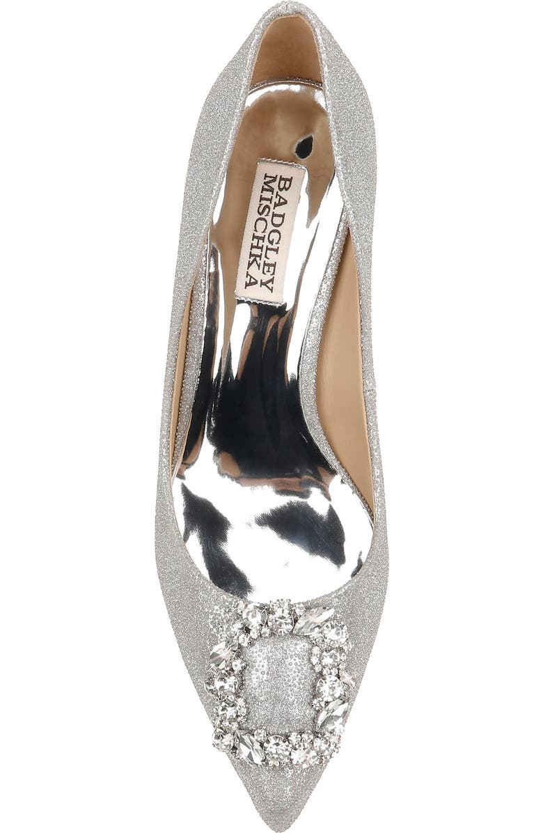 Badgley Mischka Collection Carrie Crystal Embellished Pump, Alternate, color, Silver Glitter