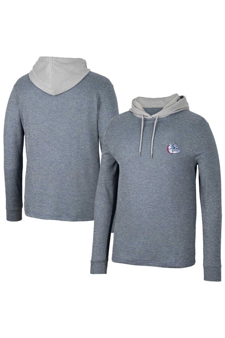 Men's Colosseum Navy Gonzaga Bulldogs Ballot Waffle-Knit Thermal Long Sleeve Hoodie T-Shirt, Main, color, Navy