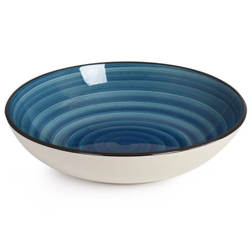 Elama Gia 24 Piece Round Stoneware Dinnerware Set In Blue