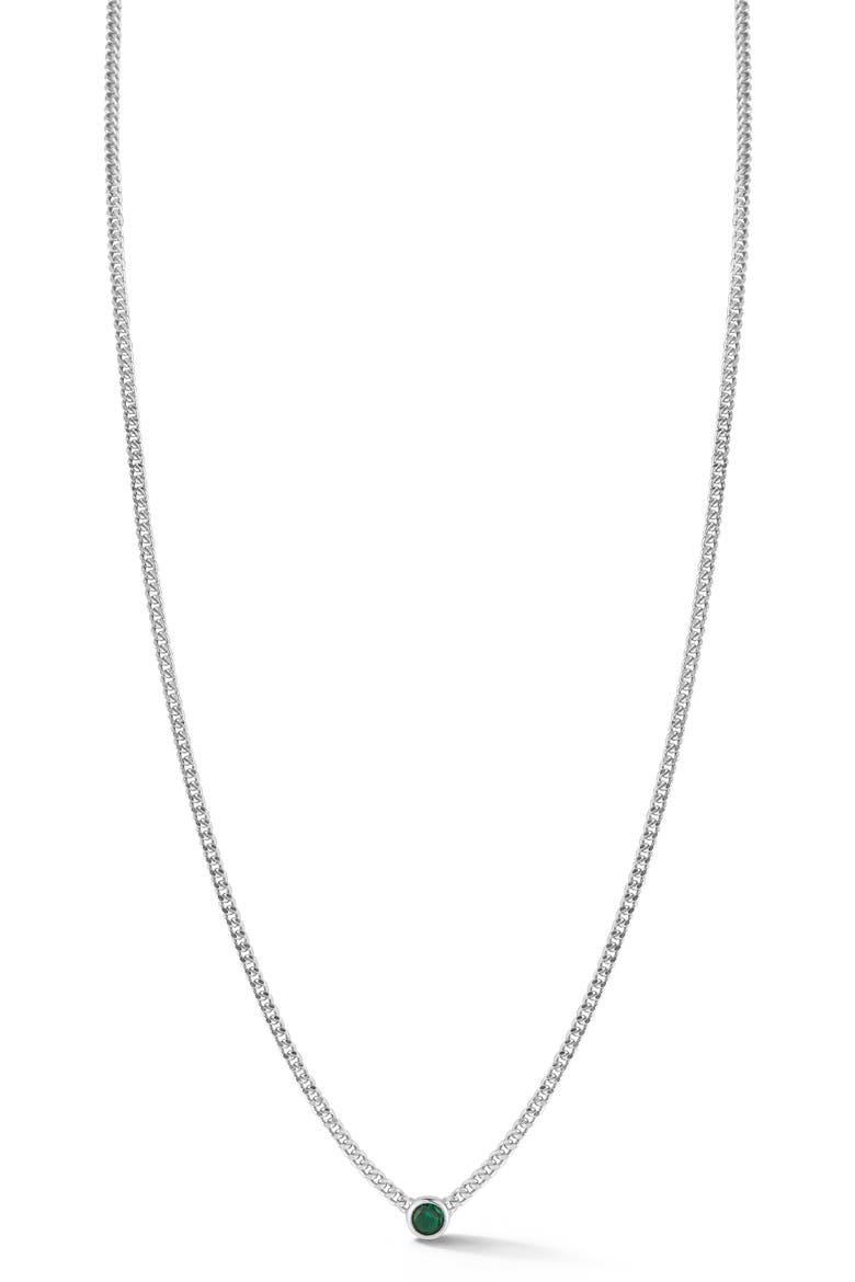 Cubic Zirconia Curb Chain Necklace, Main, color, SILVER