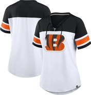 FANATICS Women's Fanatics White/Black Cincinnati Bengals Athena Rhinestone Lace-Up V-Neck T-Shirt
