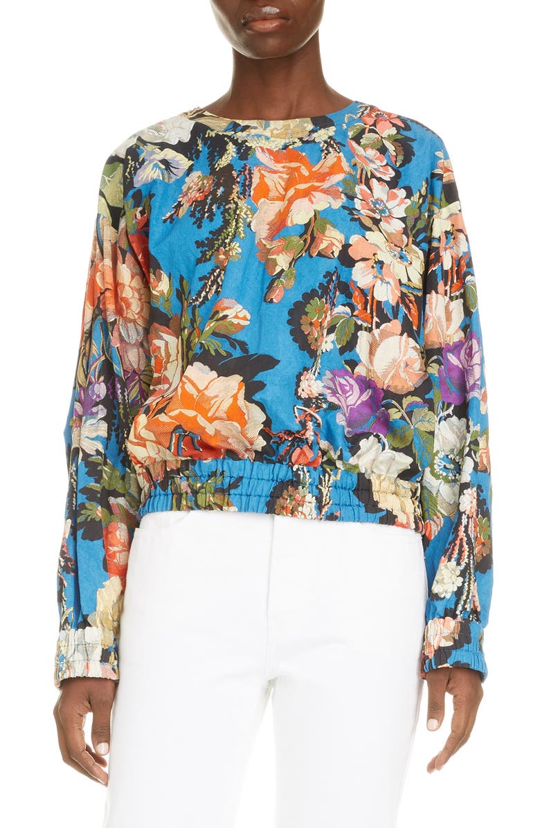 Dries Van Noten Calvin Floral Cotton Blend Top, Main, color, 