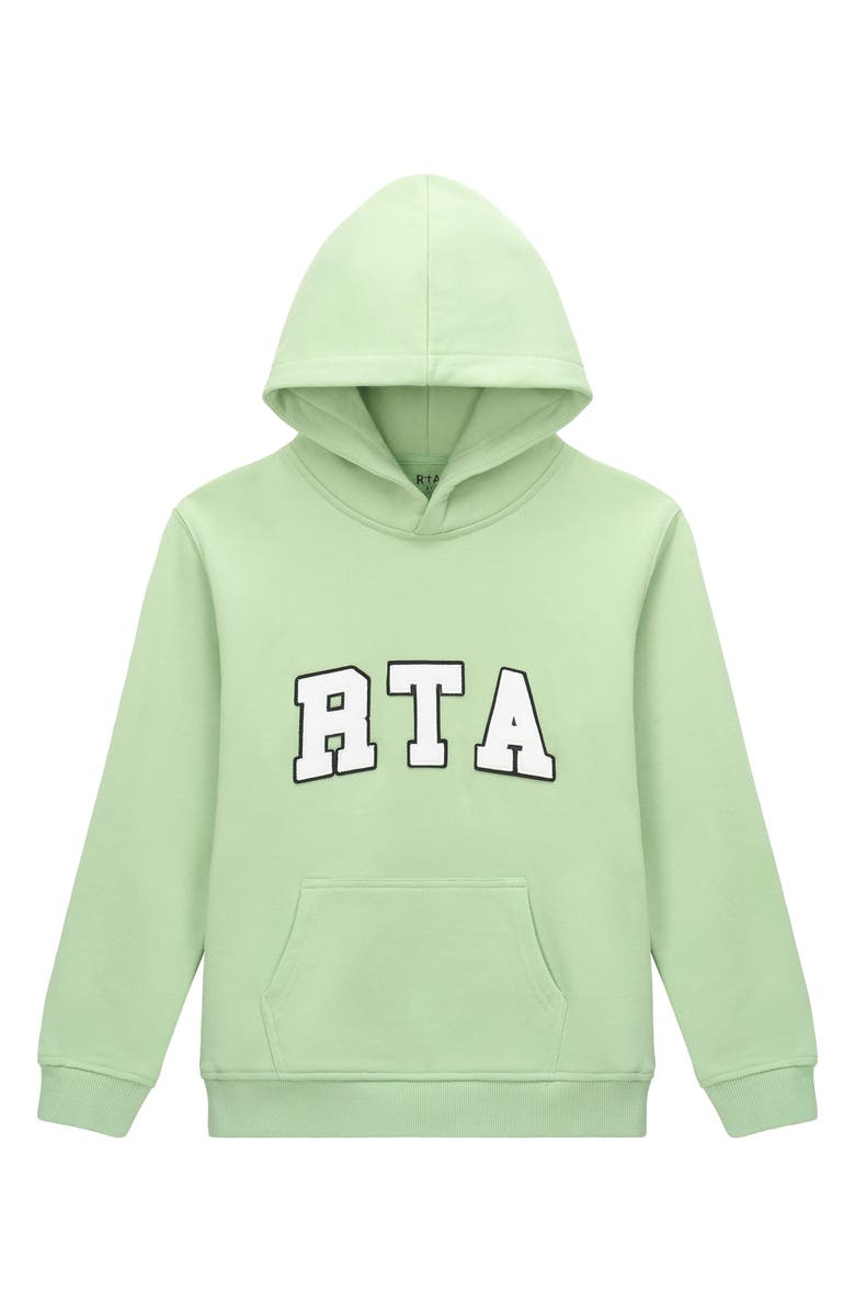 RtA Kids' Eden Collegiate Logo French Terry Hoodie, Main, color, Green Collegiate