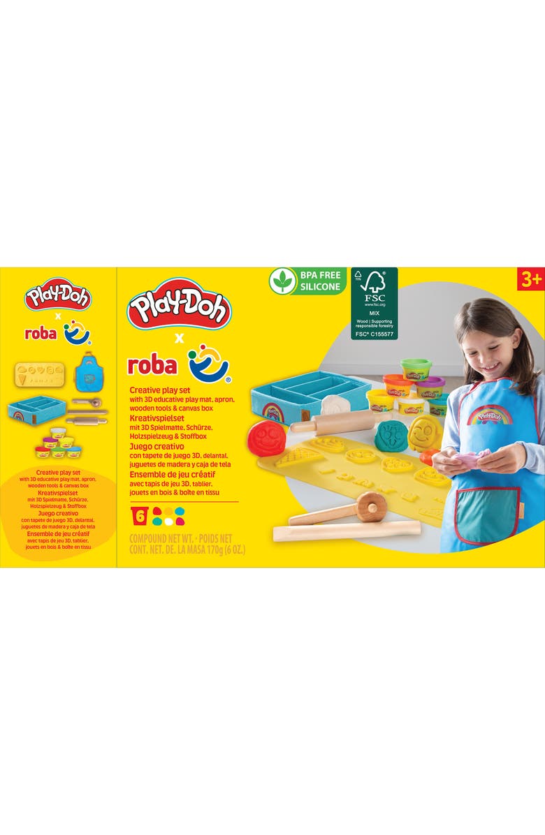 PLAY-DOH Creative Set 6 Colors, Storage Box, Apron, Tools, 3D Mat, Alternate, color, Multicolored