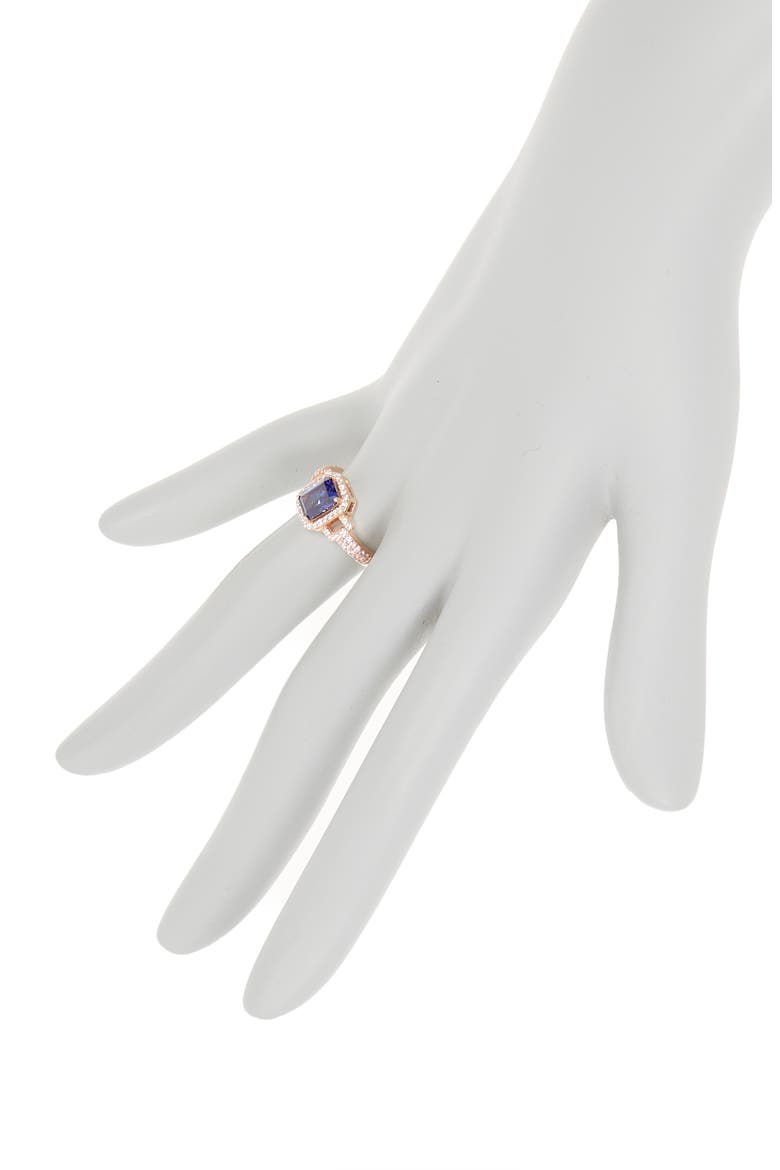 Goldtone Plated Sterling Silver Blue Pink Cubic Zirconia Bridal Ring, Alternate, color, BLUE