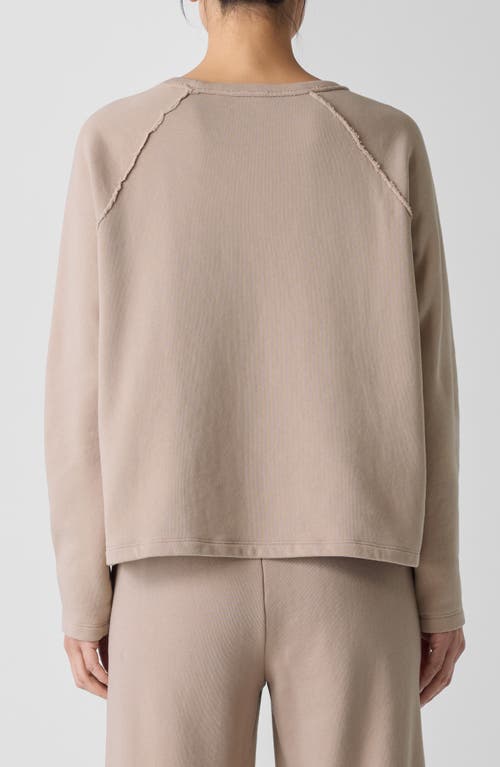 Eileen Fisher Organic Cotton French Terry Box Top In Wheat In Wheat