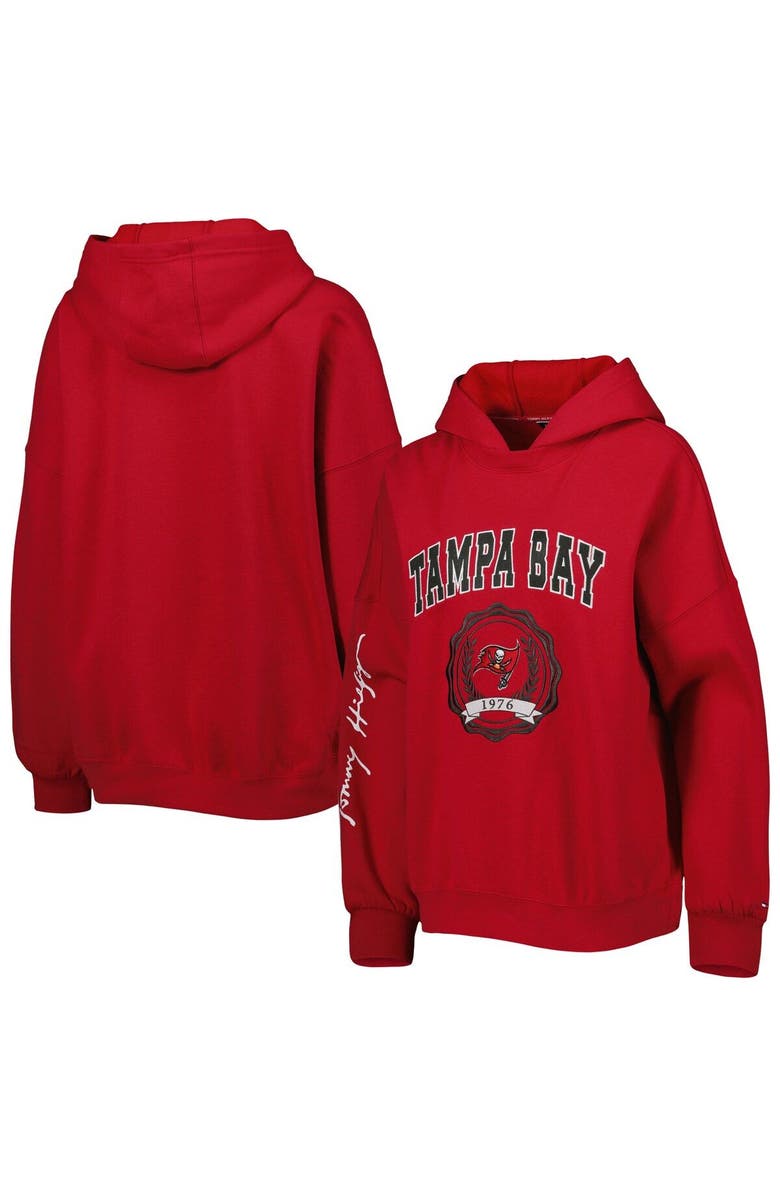 Tommy Hilfiger Women's Tommy Hilfiger Red Tampa Bay Buccaneers Becca Drop Shoulder Pullover Hoodie, Main, color, Red