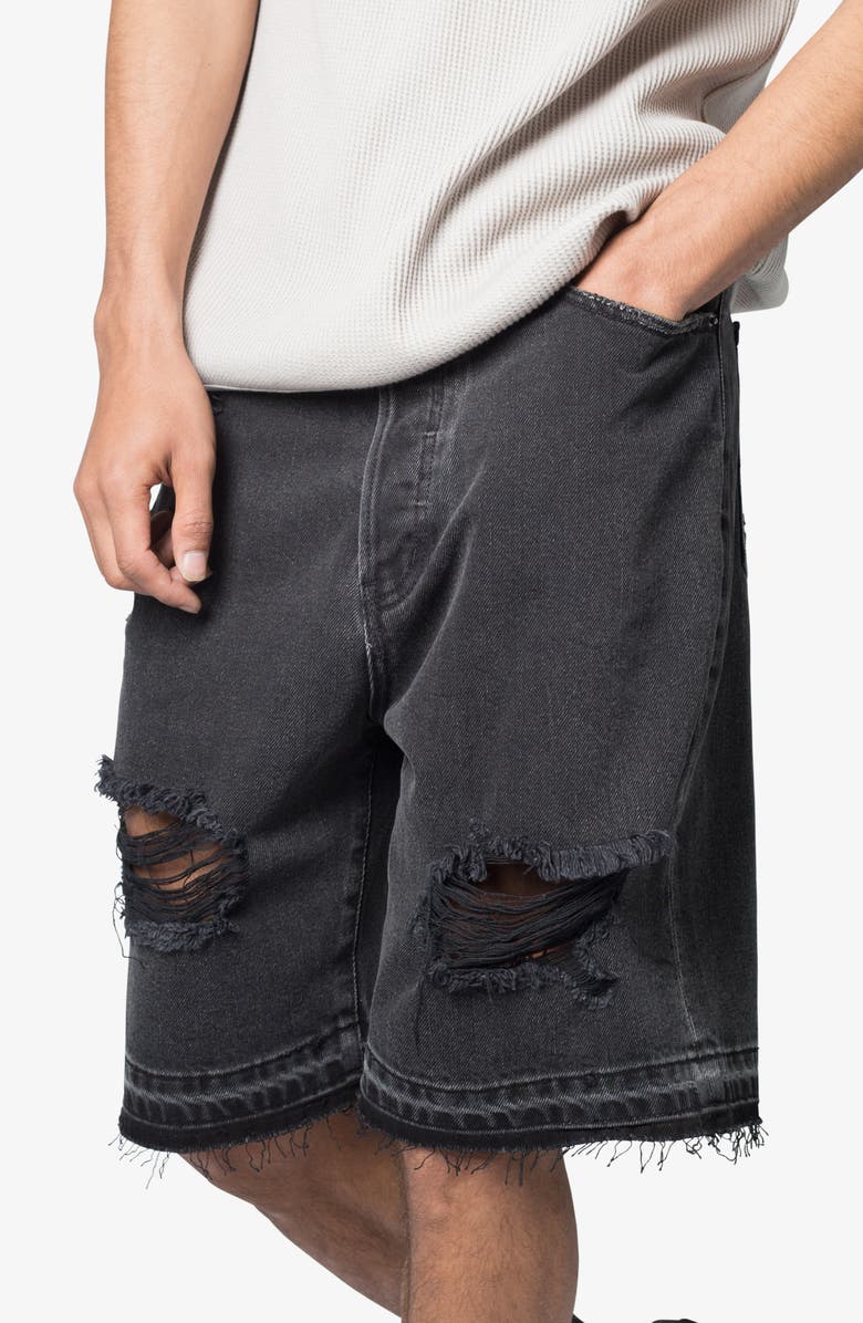 mnml Distressed Nonstretch Denim Shorts, Alternate, color, Black