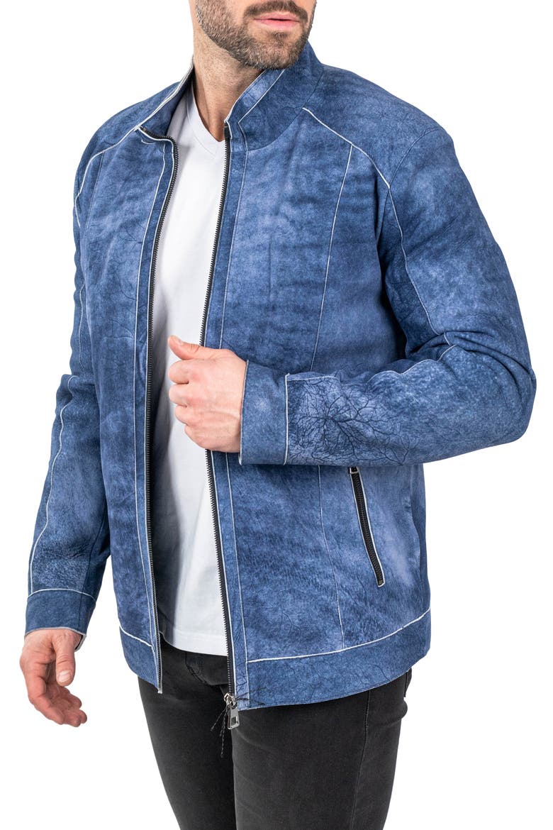 Denim Effect Suede Jacket, Alternate, color, BLUE