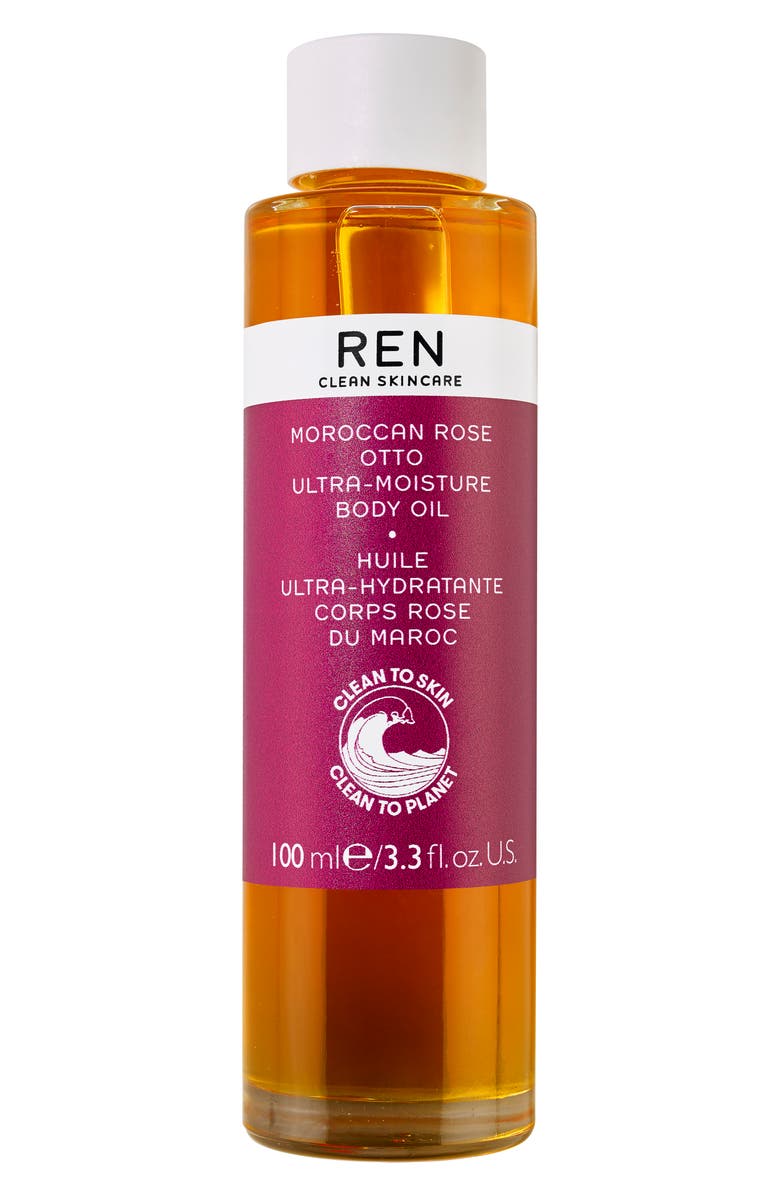 REN Clean Skincare Moroccan Rose Ultra-Moisture Body Oil, Main, color, 