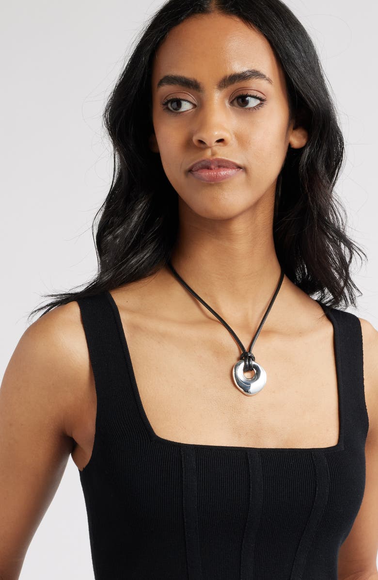 Open Edit Pendant Slider Necklace, Alternate, color, Black- Silver