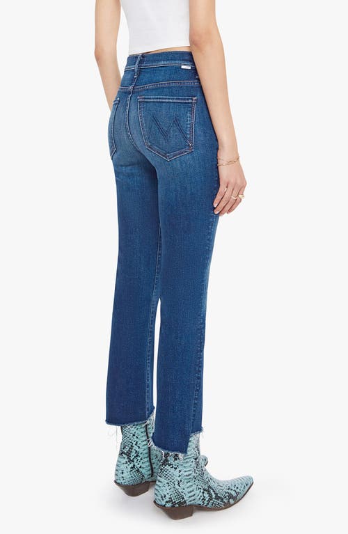 Mother The Insider High Waist Step Frayed Hem Crop Jeans In Blue