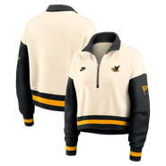Nike Women's Nike Natural/Black Iowa Hawkeyes Oversized Legacy Color Block Cropped Quarter-Zip Pullover