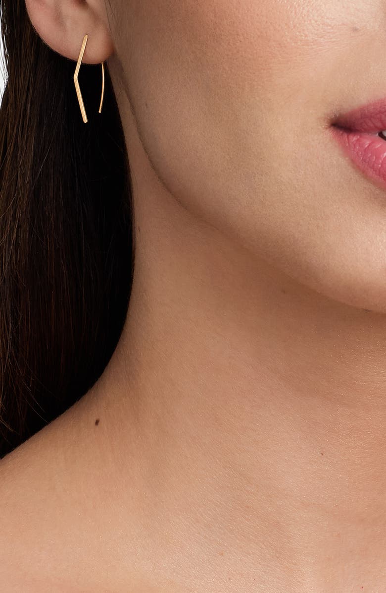 LANA 14K Gold Small Flat Geometric Hooked On Hoop Earrings, Alternate, color, 