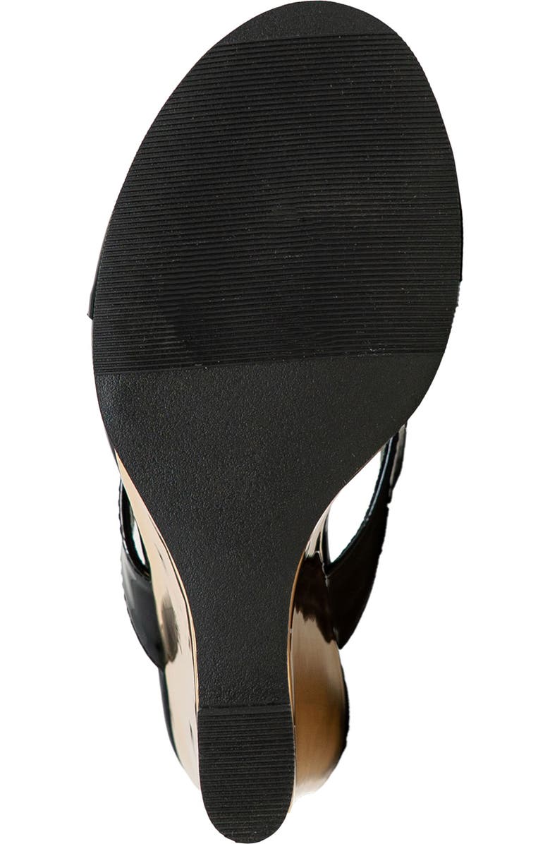CHASE AND CHLOE Toe Post Wedge Sandal, Alternate, color, Black Patent
