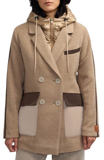 Scotch & Soda Nissa Water Repellent Peacoat With Removable Bib In Gold
