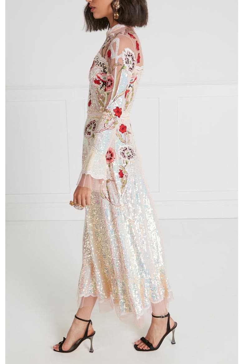 Remi Midi Show Dress, Alternate, color, Iridescent Rose