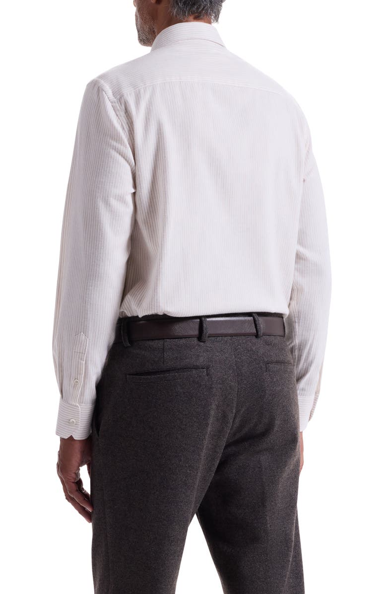 Bugatchi Axel Trim Fit Stripe Cotton Button-Up Shirt, Alternate, color, Sand