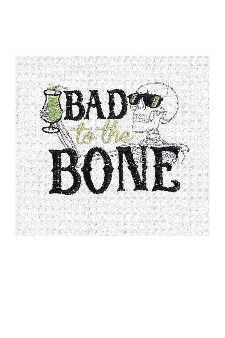 Bad To The Bone Skeleton Towel, Alternate, color, Black