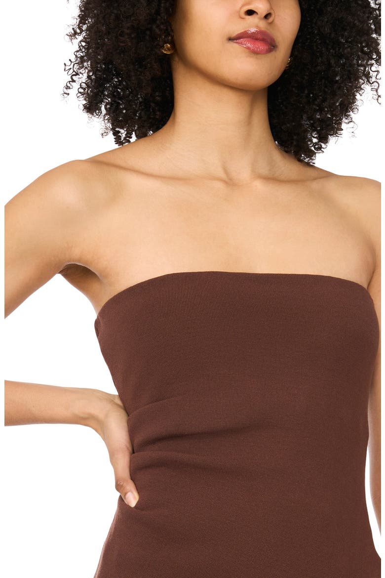 Strapless Asymmetric Knit Top, Alternate, color, DEEP MOCHA