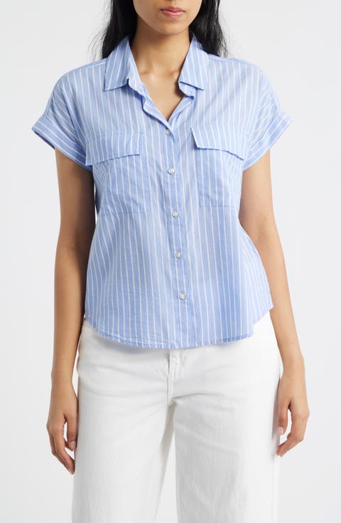 Brianna Stripe Cotton Blend Button-Up Shirt