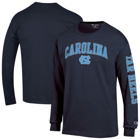 Men
s Champion  Navy North Carolina Tar Heels Arch Over Logo 2-Hit Long Sleeve T-Shirt