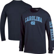 Champion Men's Champion  Navy North Carolina Tar Heels Arch Over Logo 2-Hit Long Sleeve T-Shirt