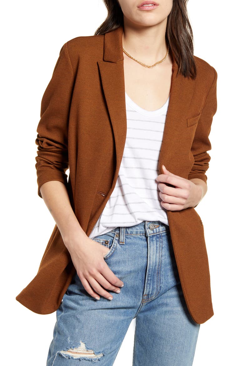 Knit Blazer, Main, color, BROWN DACHSHUND
