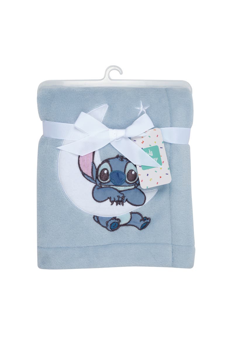 Disney Stitch Soft Fleece Appliqued Baby Blanket, Alternate, color, Blue