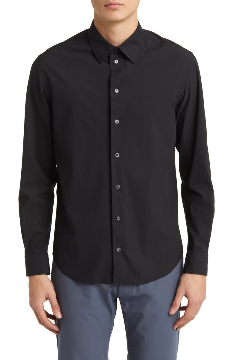 Emporio Armani Stretch Jersey Button-Up Shirt, Main, color, 