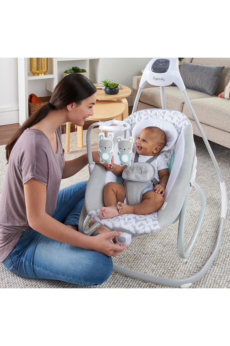 2-in-1 Multi-Direction Compact Vibrating Baby Swing & Rocker, Alternate, color, Multicolored