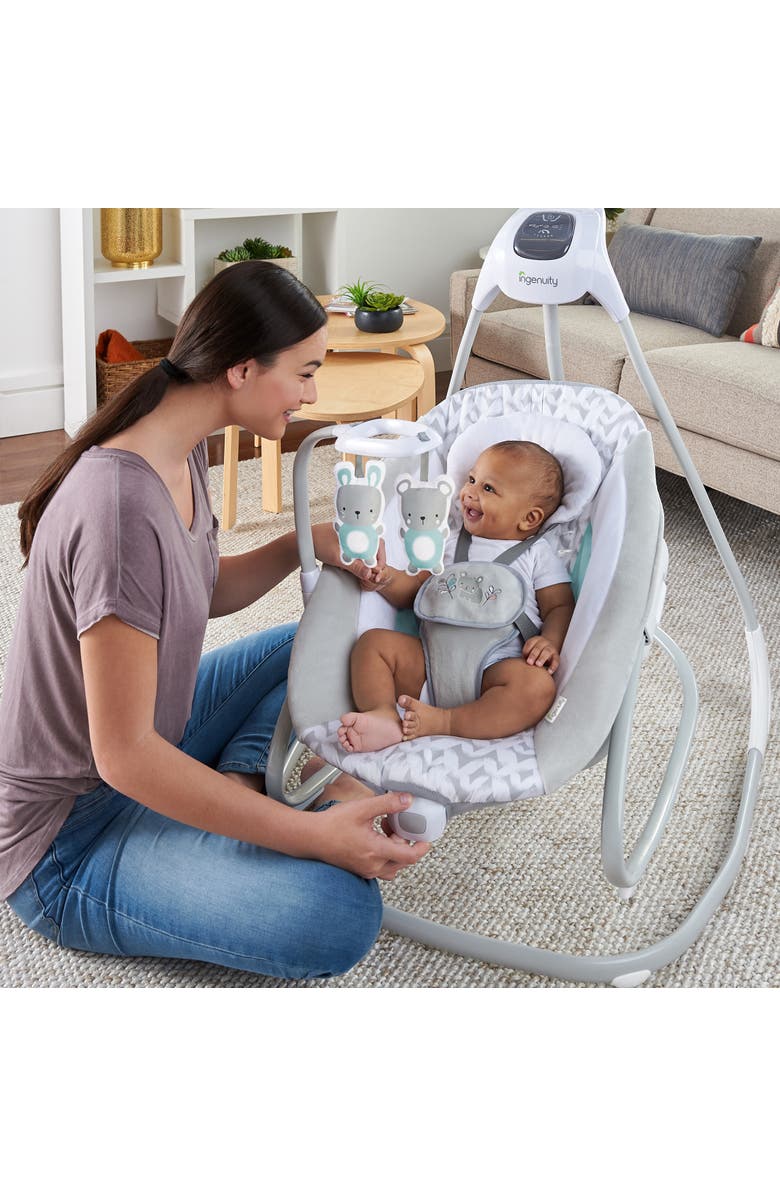 INGENUITY 2-in-1 Multi-Direction Compact Vibrating Baby Swing & Rocker, Alternate, color, Multicolored