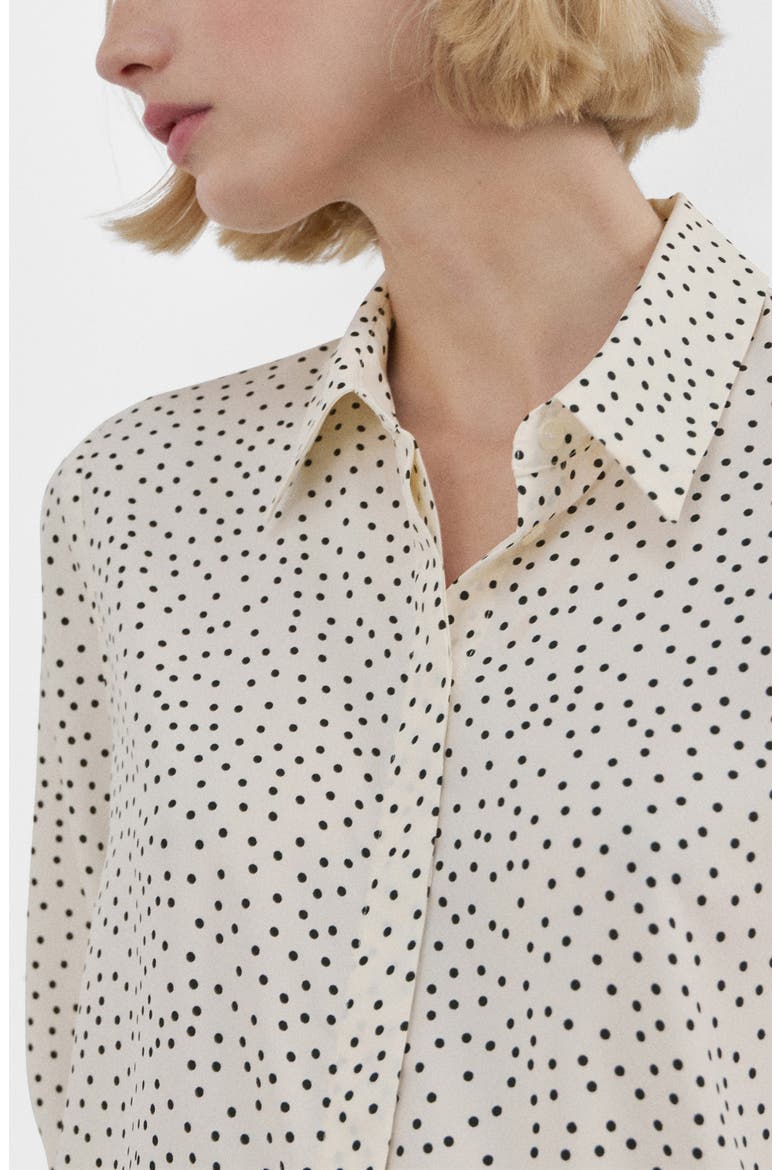 Dot Print Button-Up Shirt, Alternate, color, ECRU