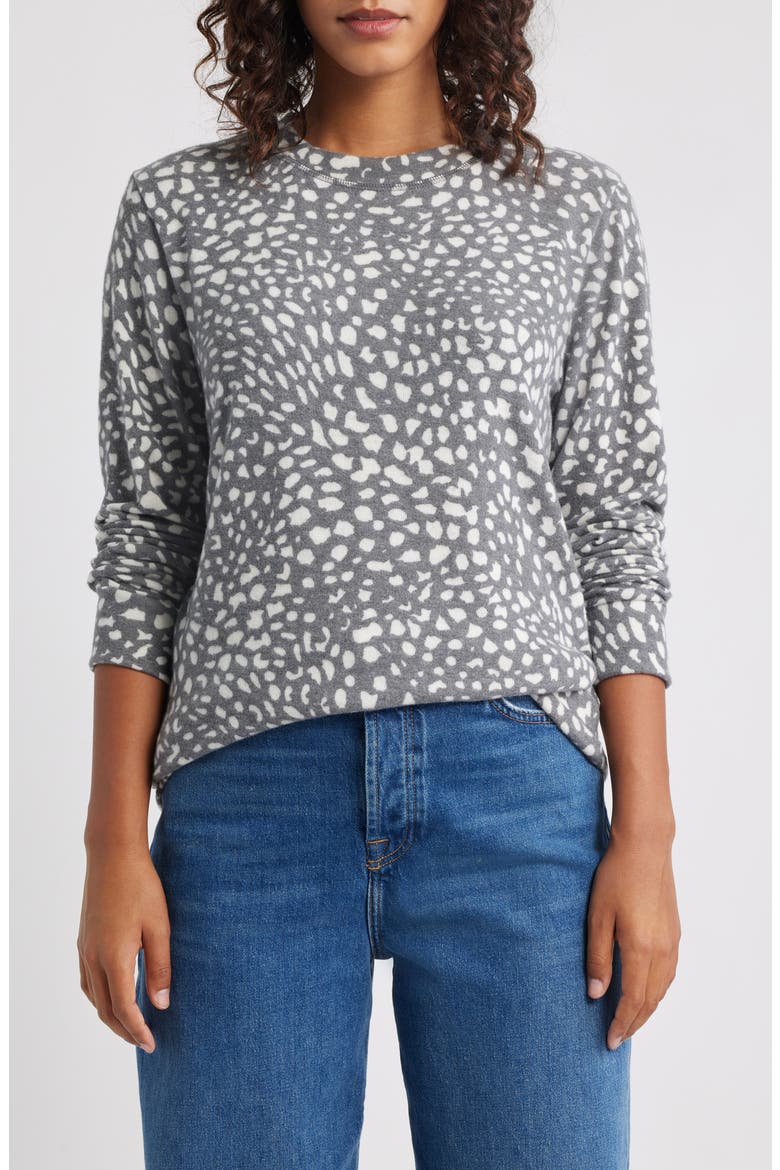 Crewneck Pullover, Main, color, CHARCOAL/ IVORY