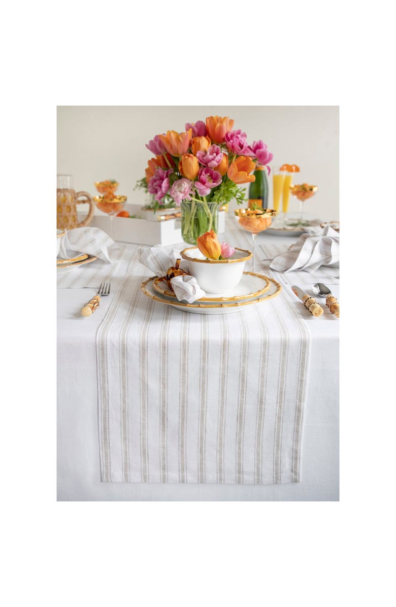 Solino Home Linen Table Runner for Dining Table, Holiday and Everyday Table Decor - Capri Ticking Stripe, Main, color, 