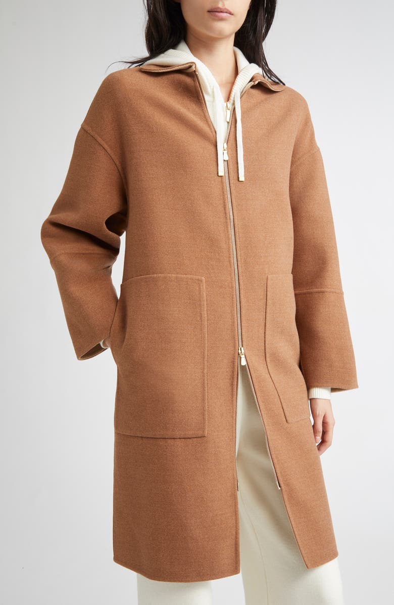 Eleventy Zip Front Wool Coat, Alternate, color, 169-02 Vicuna And Sa