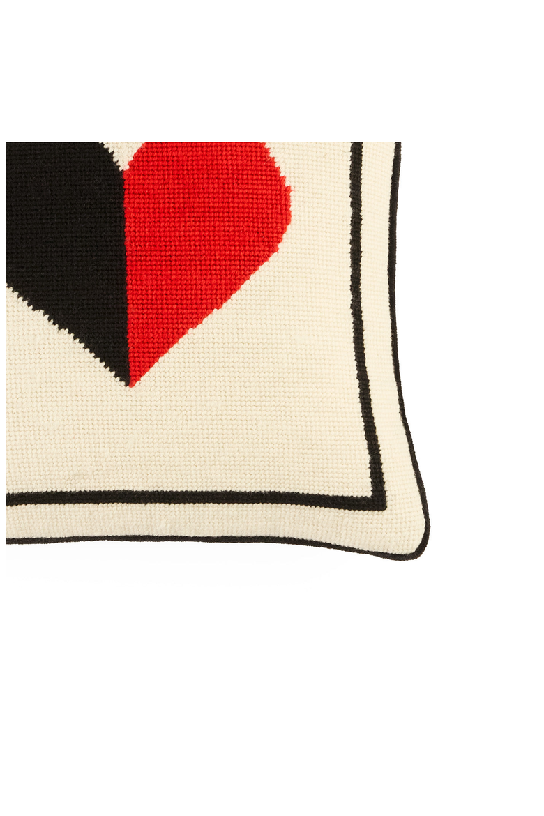 Hearts Needlepoint Pillow, Alternate, color, Ivory
