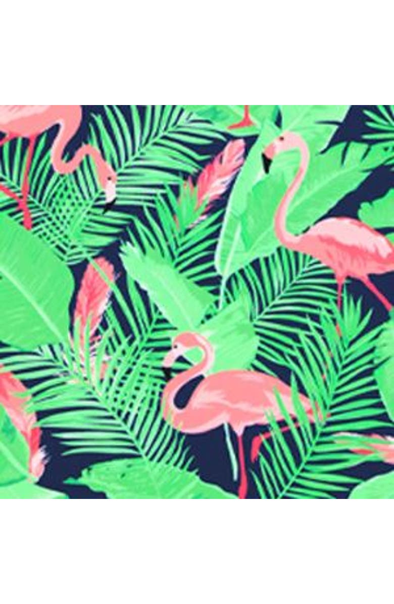 RuffleButts Long Sleeve UPF50 One Piece Rash Guard, Alternate, color, Flamingo Frenzy