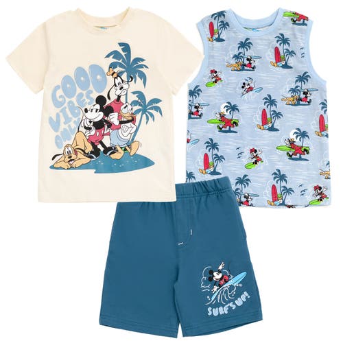 Disney Mickey Mouse & Friends 3pc Tank Top, Tee & Shorts Set In Multi
