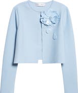 Oscar de la Renta Peony Appliqué Fitted Jacket