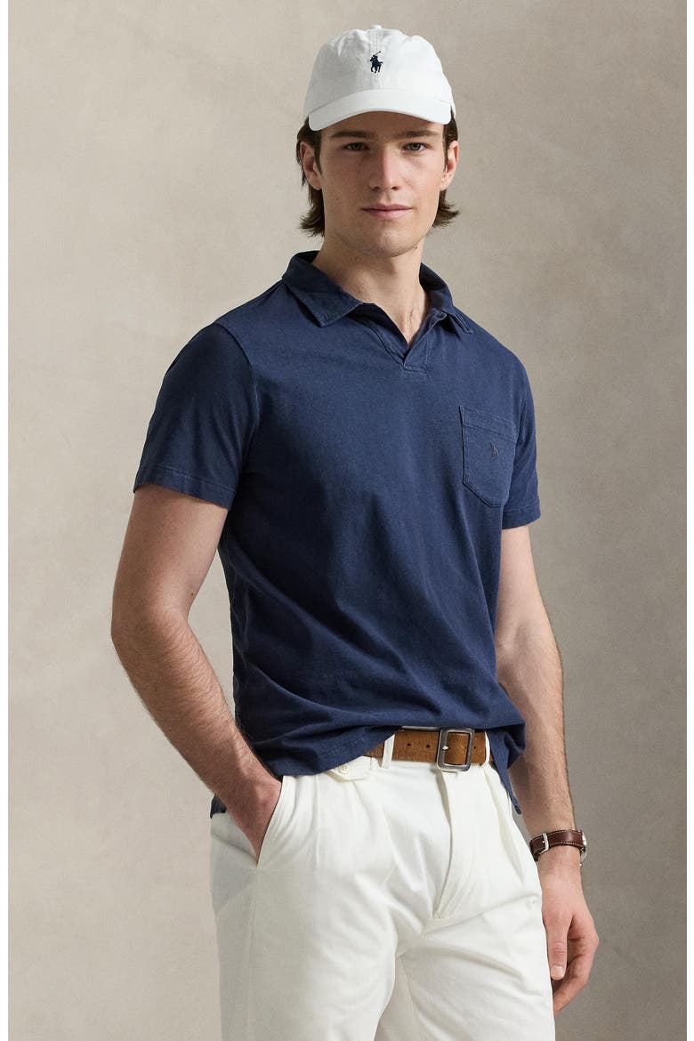 Linen & Cotton Polo, Alternate, color, NEWPORT NAVY