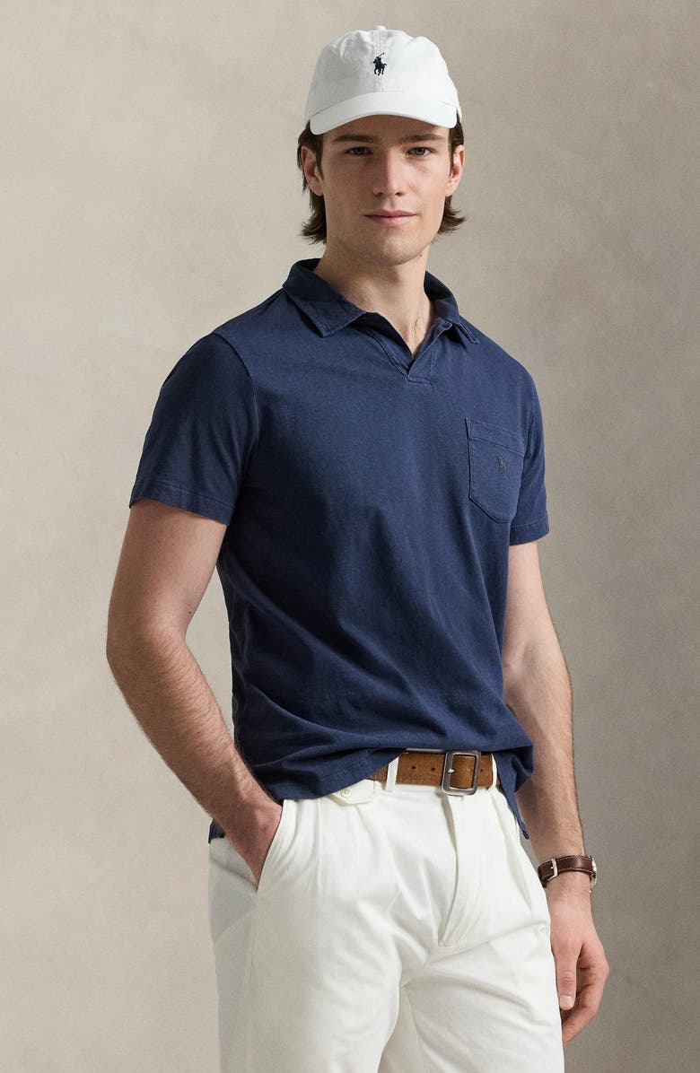 Polo Ralph Lauren Linen & Cotton Polo, Alternate, color, Newport Navy
