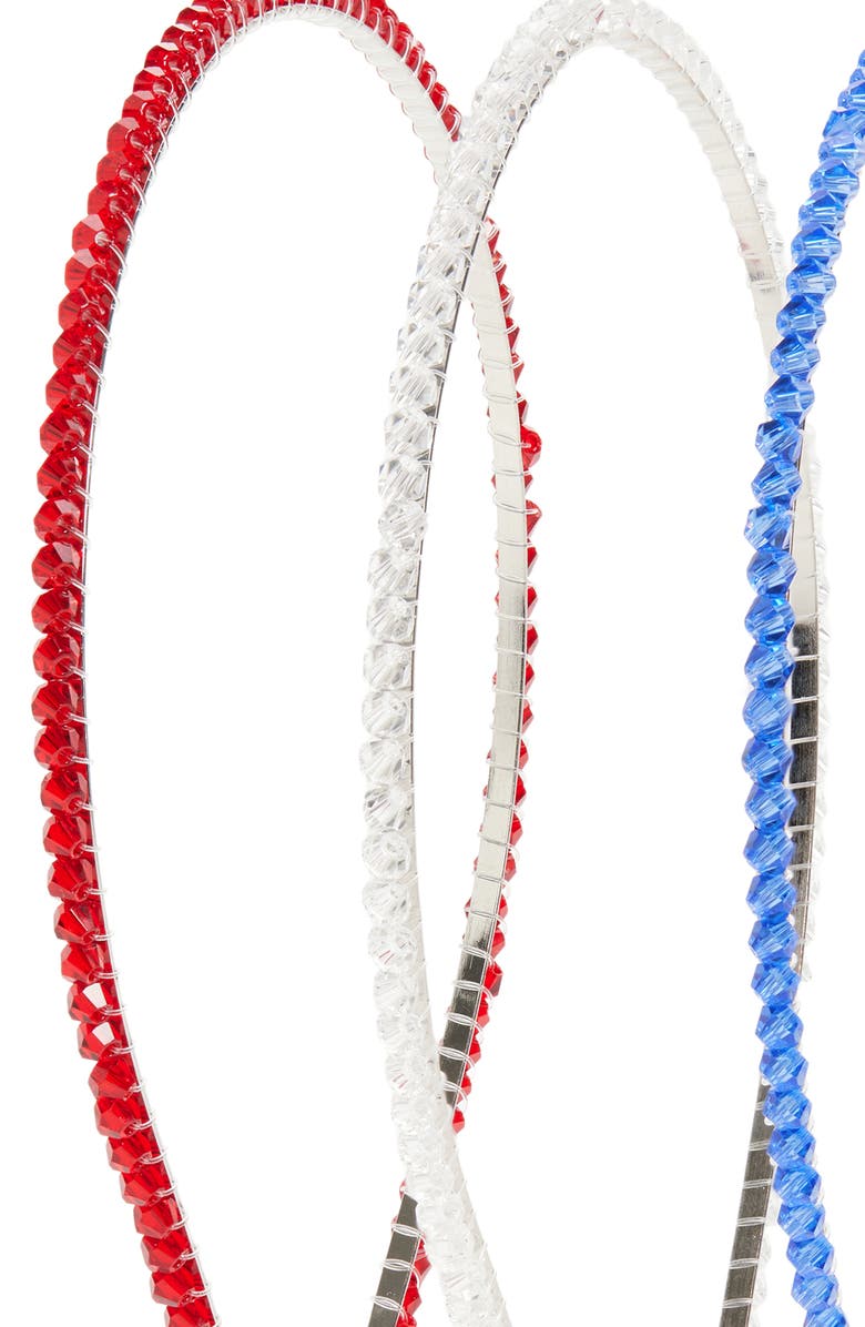 Cara Kids' 3-Pack Americana Headband Set, Alternate, color, Red / Blue Jewel
