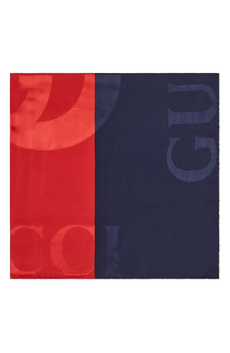 Gucci Web Print Logo Jacquard Silk Twill Scarf, Alternate, color, 