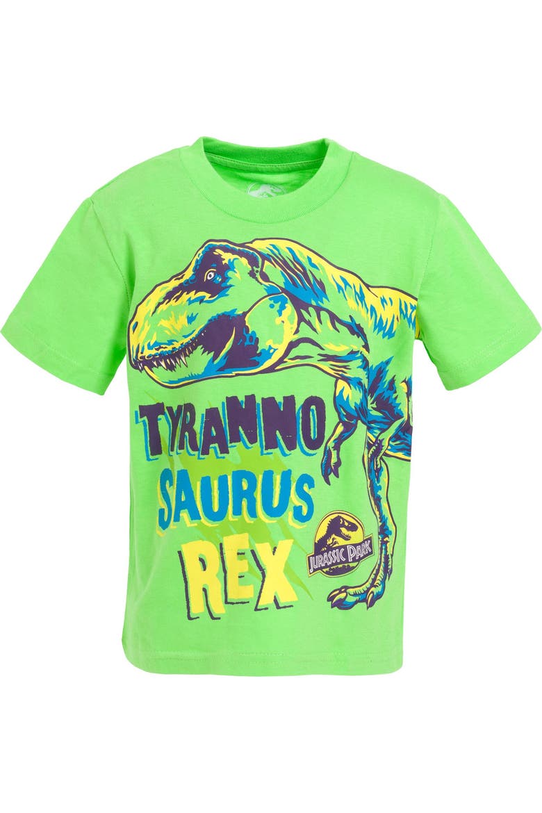 Jurassic Park T-Rex 4-Pack Short Sleeve T-Shirts, Alternate, color, Navy Green Aqua Red