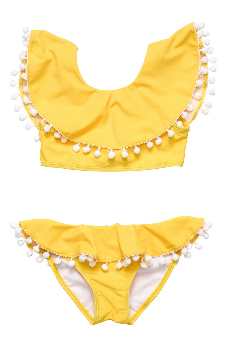 Snapper Rock Kids' Hello Yellow Flounce Two-Piece Swimsuit, Main, color, 