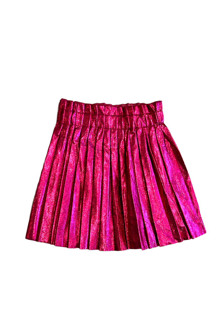 Foil Pleated Skirt, Alternate, color, Pink