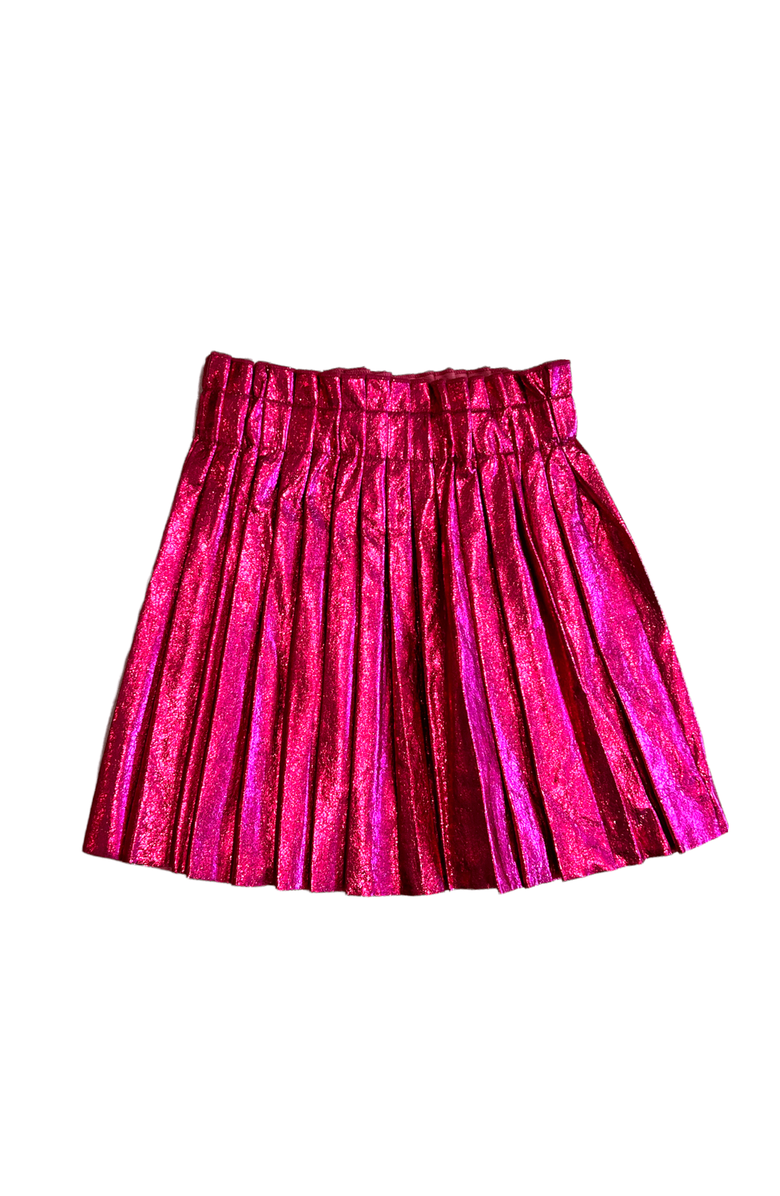 Lola + The Boys Foil Pleated Skirt, Alternate, color, Pink